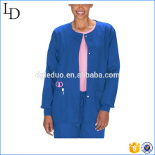 O neck with button chemical resistant lab coat hospital for women